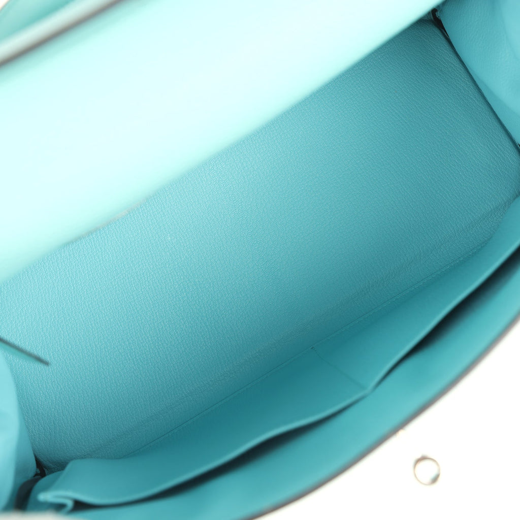 Hermes Kelly Retourne 35 Bleu Atoll Clemence Palladium Hardware