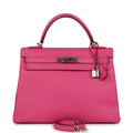 Hermes Kelly Retourne 32 Rose Tyrien Chevre Palladium Hardware