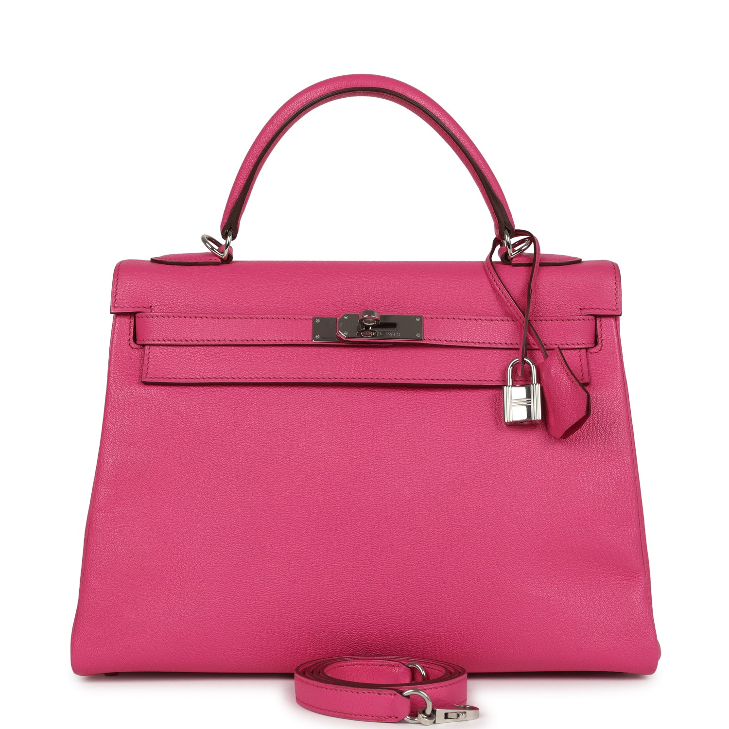 Hermes Kelly Retourne 32 Rose Tyrien Chevre Palladium Hardware