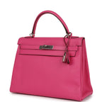 Hermes Kelly Retourne 32 Rose Tyrien Chevre Palladium Hardware