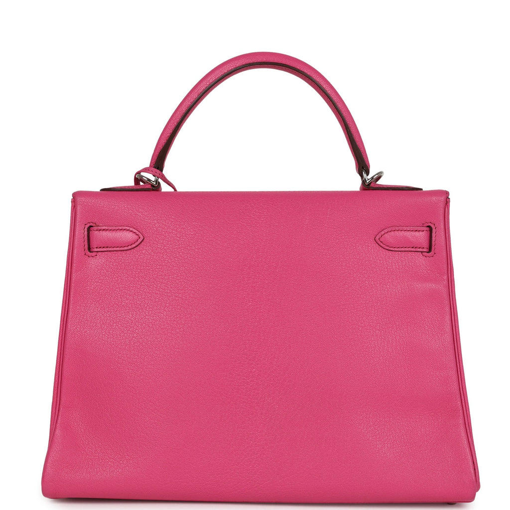 Hermes Kelly Retourne 32 Rose Tyrien Chevre Palladium Hardware