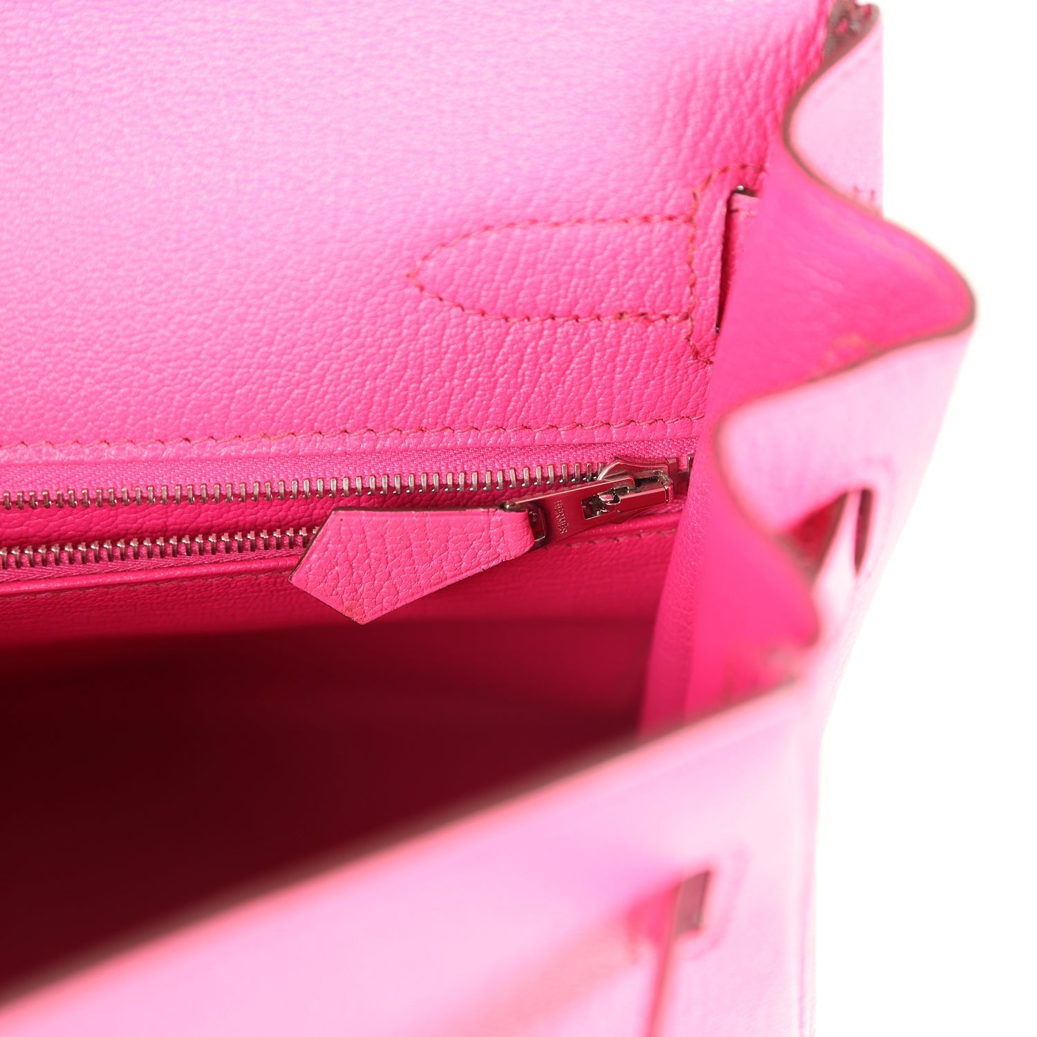 Hermes Kelly Retourne 32 Rose Tyrien Chevre Palladium Hardware