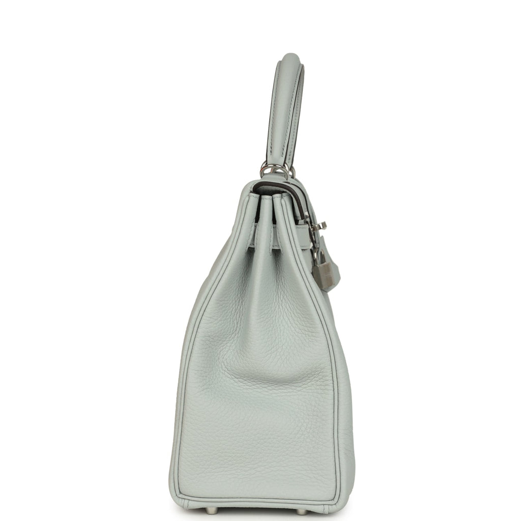 Hermes Kelly Retourne 32 Bleu Pale Clemence Palladium Hardware