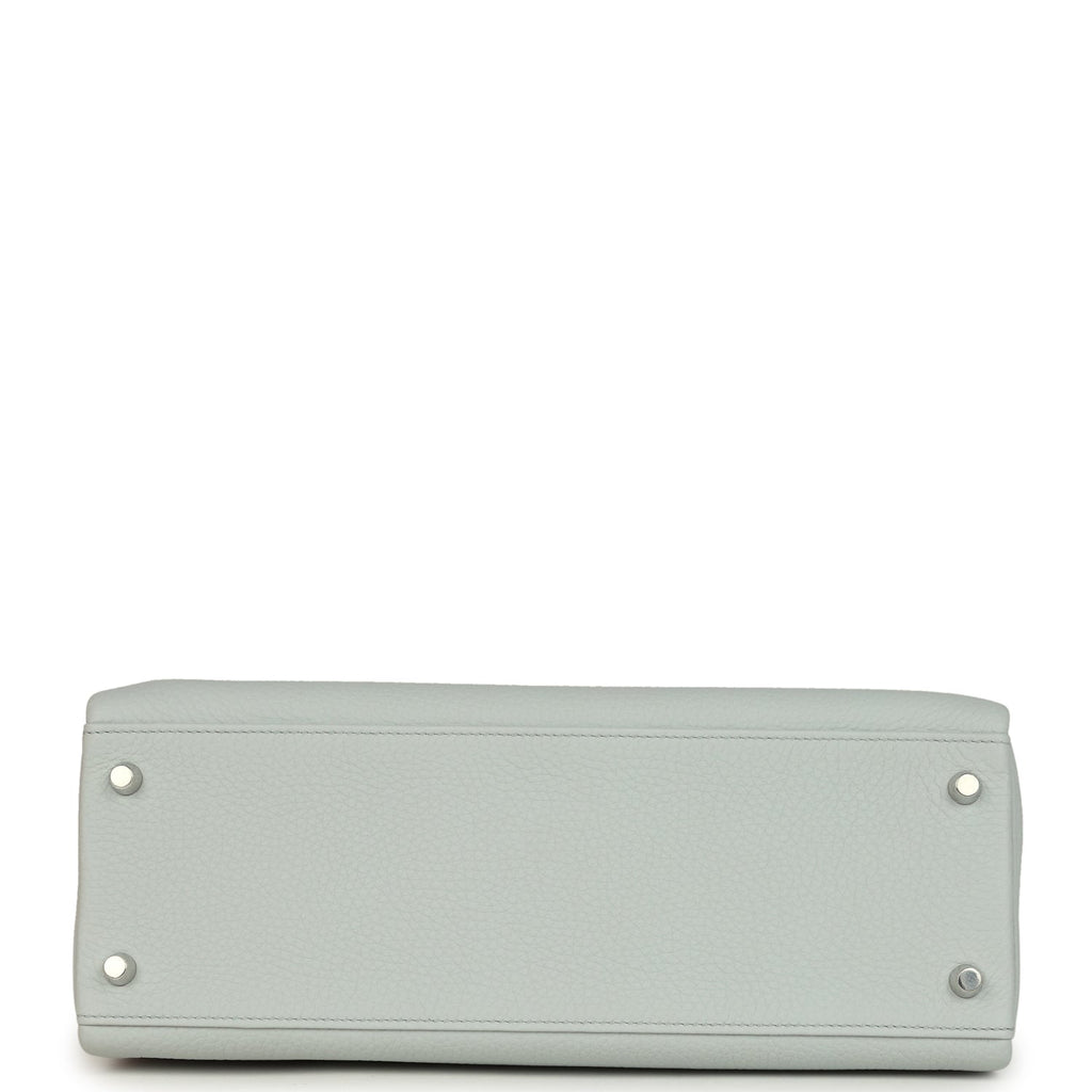 Hermes Kelly Retourne 32 Bleu Pale Clemence Palladium Hardware