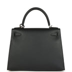 Hermes Kelly Sellier 28 Black Epsom Palladium Hardware