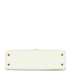 Hermes Special Order (HSS) Kelly Sellier 20 White and Gris Asphalt Epsom Permabrass Hardware