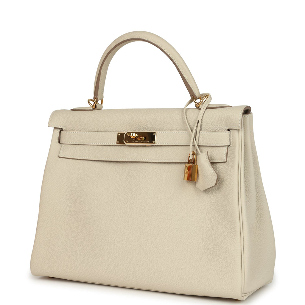 Hermes Kelly Retourne 32 Craie Togo Gold Hardware