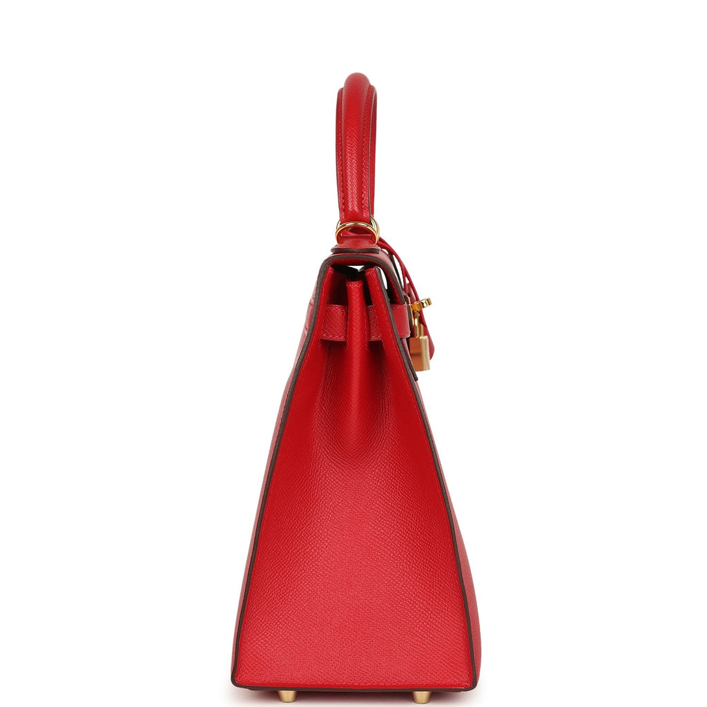 Hermes Kelly Sellier 28 Rouge Casaque Epsom Gold Hardware