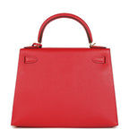 Hermes Kelly Sellier 28 Rouge Casaque Epsom Gold Hardware