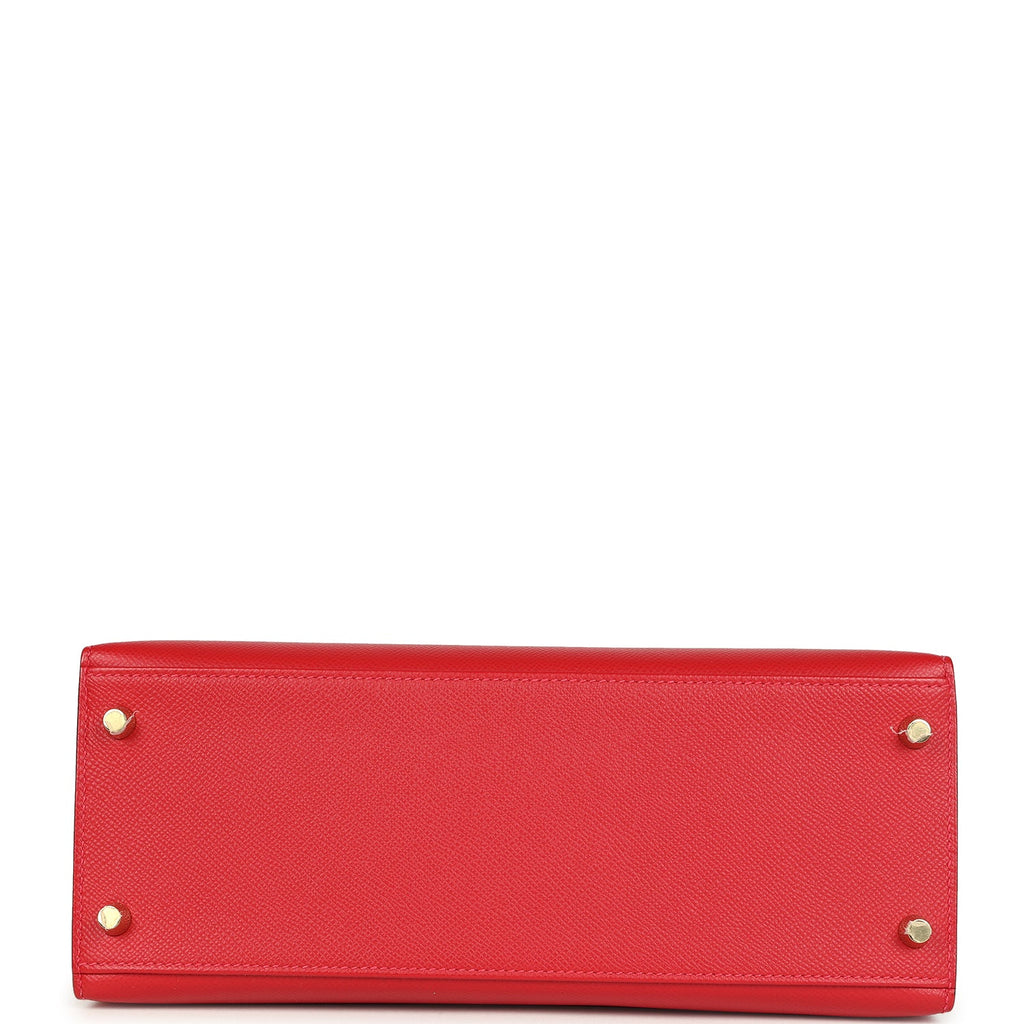 Hermes Kelly Sellier 28 Rouge Casaque Epsom Gold Hardware