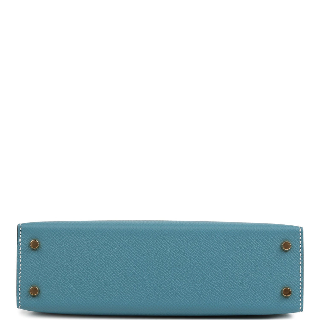 Hermes Kelly Sellier 20 Blue Jean Epsom Gold Hardware