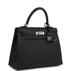 Hermes Kelly Sellier 25 Black Epsom Palladium Hardware