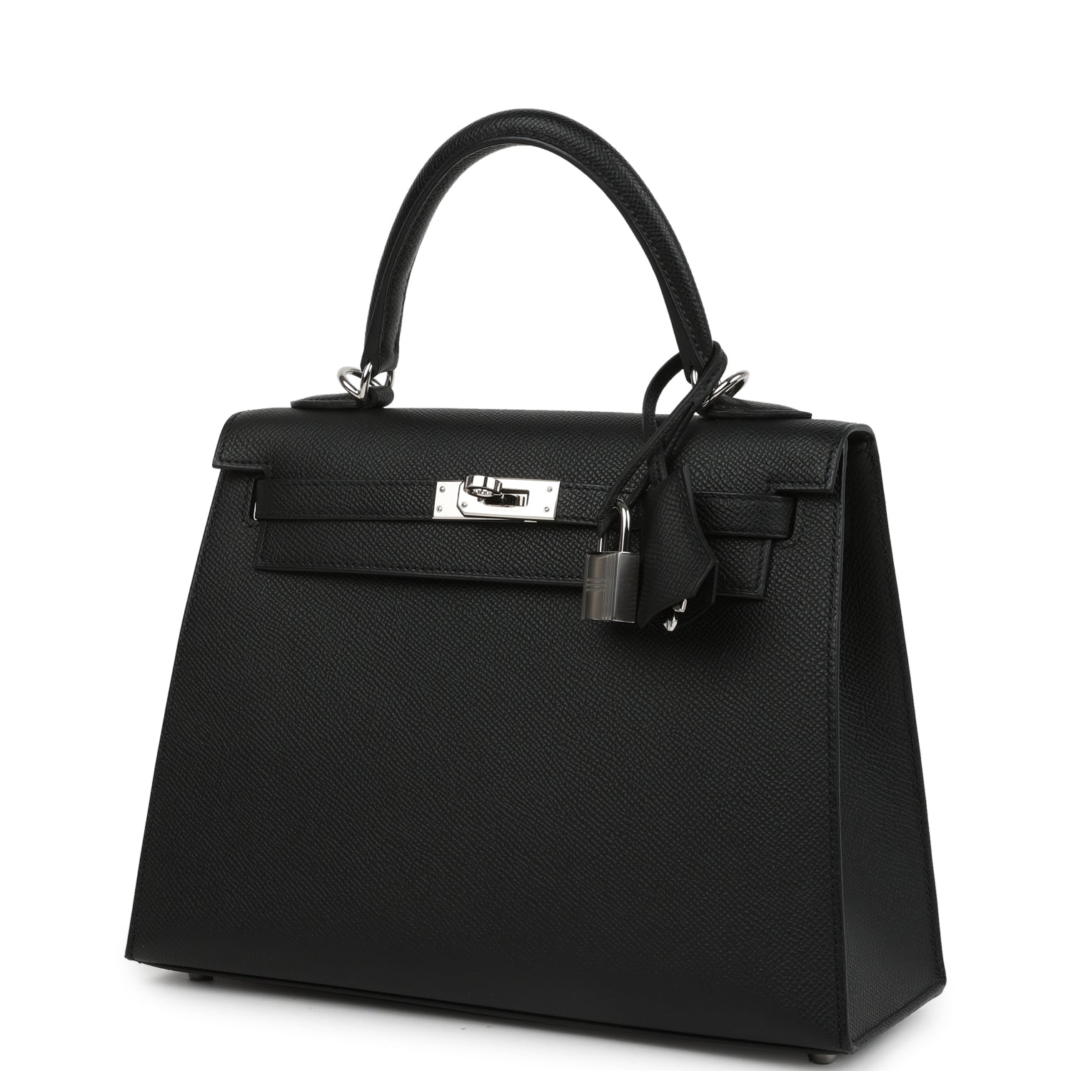 Hermes Kelly Sellier 25 Black Epsom Palladium Hardware