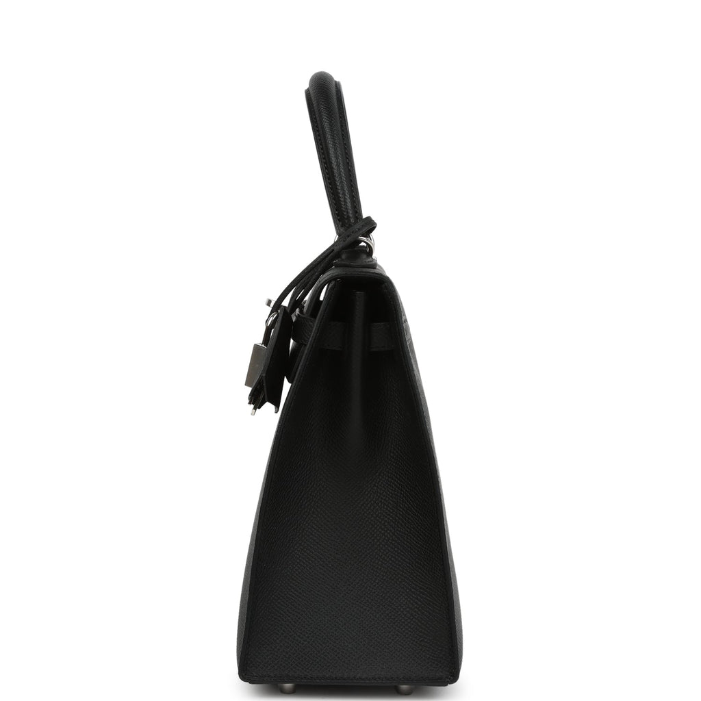 Hermes Kelly Sellier 25 Black Epsom Palladium Hardware