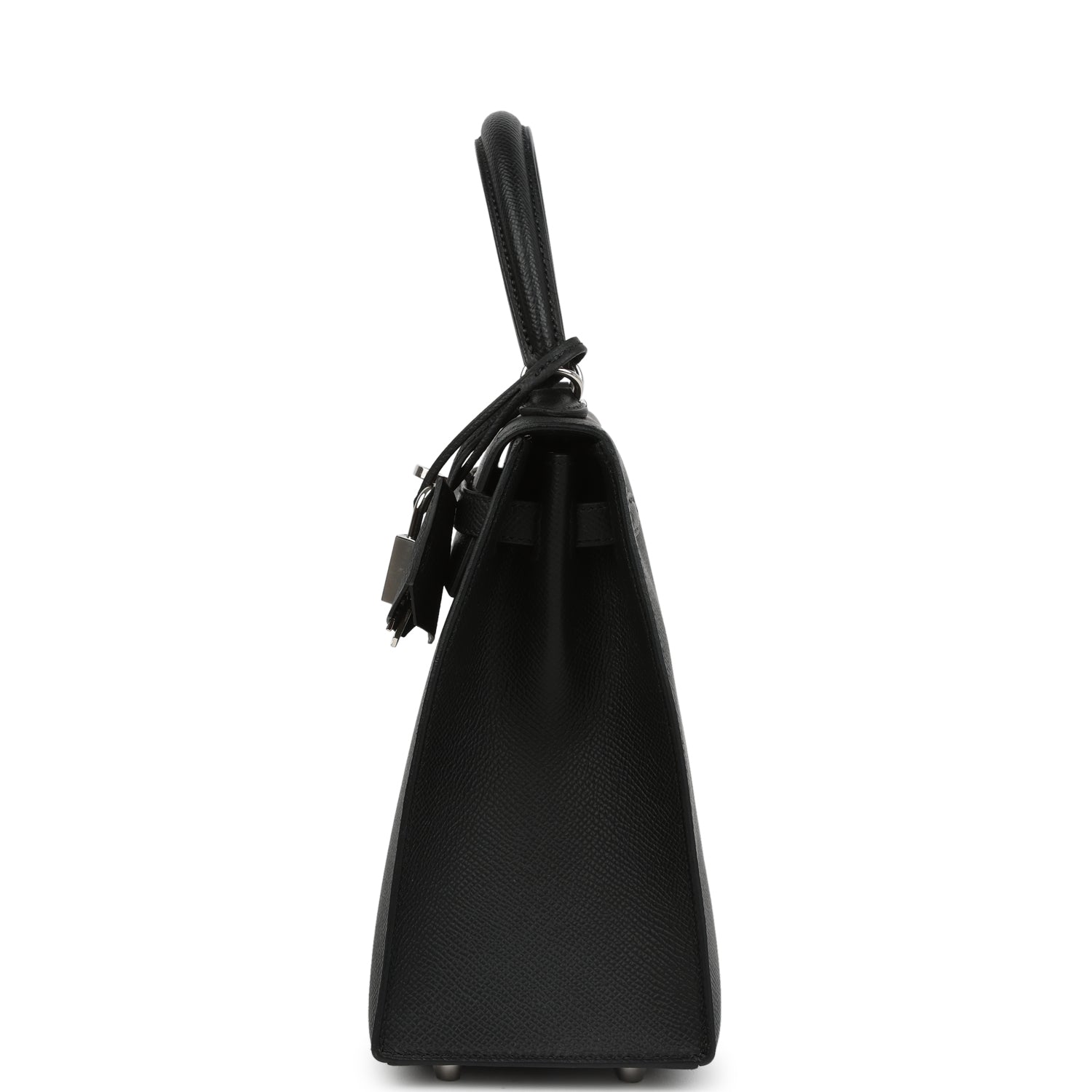Hermes Kelly Sellier 25 Black Epsom Palladium Hardware