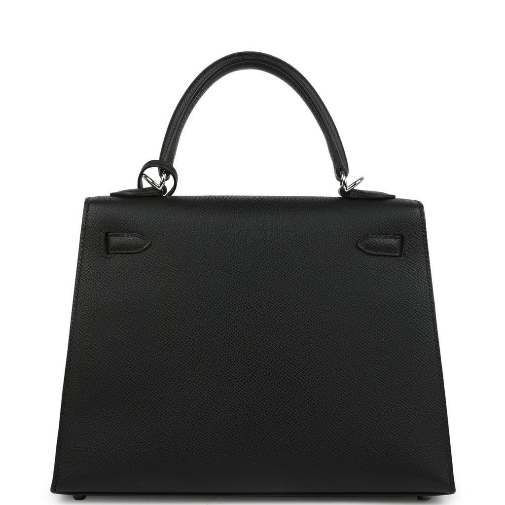 Hermes Kelly Sellier 25 Black Epsom Palladium Hardware