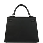 Hermes Kelly Sellier 25 Black Epsom Palladium Hardware