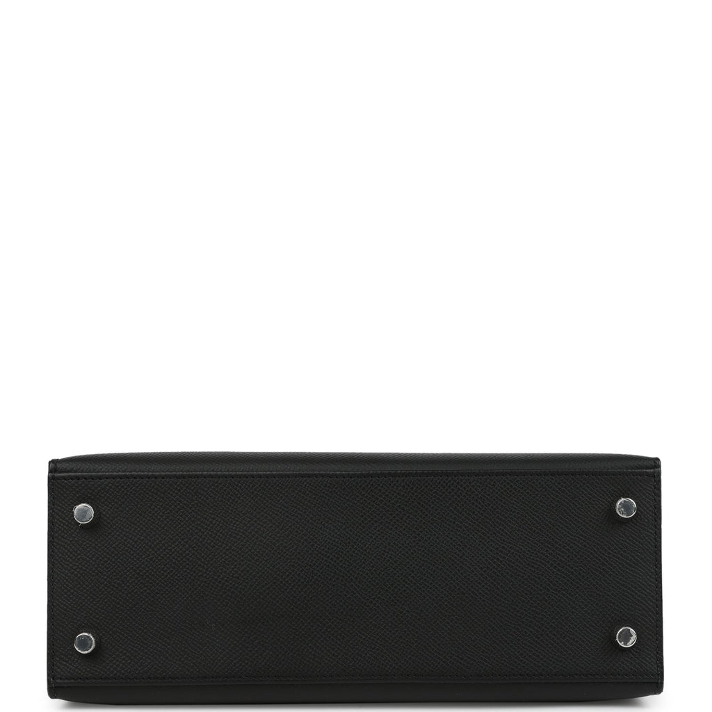 Hermes Kelly Sellier 25 Black Epsom Palladium Hardware
