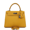 Hermes Kelly Sellier 25 Jaune Ambre Epsom Palladium Hardware