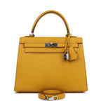 Hermes Kelly Sellier 25 Jaune Ambre Epsom Palladium Hardware