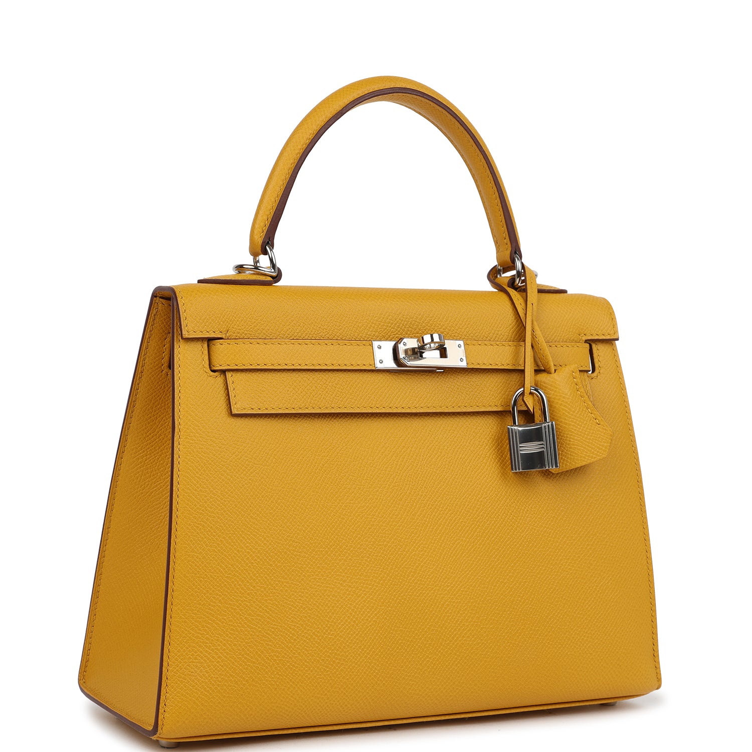 Hermes Kelly Sellier 25 Jaune Ambre Epsom Palladium Hardware