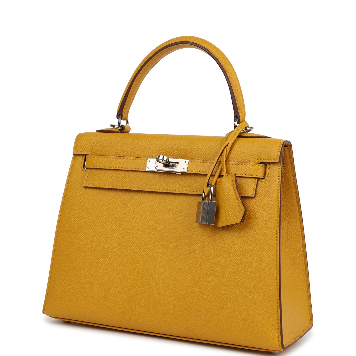 Hermes Kelly Sellier 25 Jaune Ambre Epsom Palladium Hardware