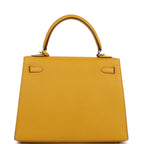 Hermes Kelly Sellier 25 Jaune Ambre Epsom Palladium Hardware