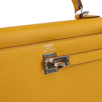 Hermes Kelly Sellier 25 Jaune Ambre Epsom Palladium Hardware