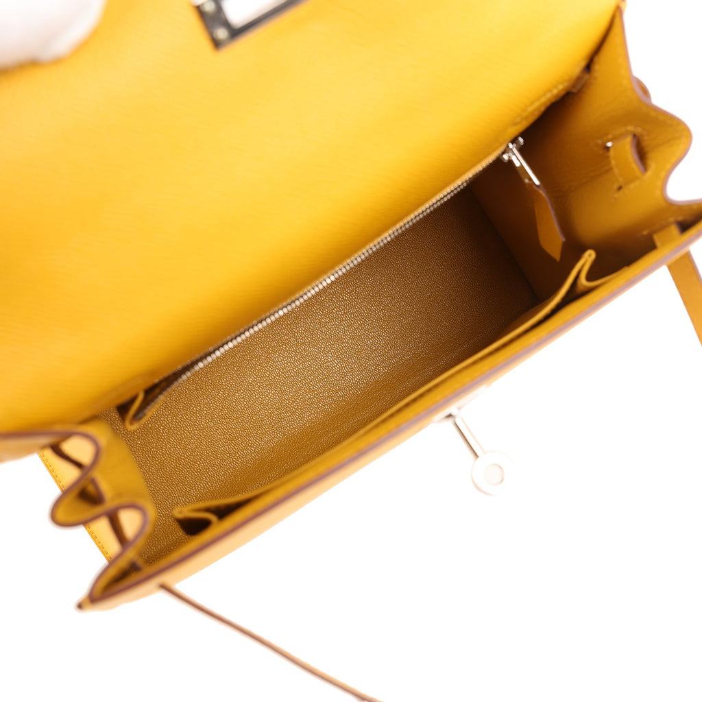 Hermes Kelly Sellier 25 Jaune Ambre Epsom Palladium Hardware