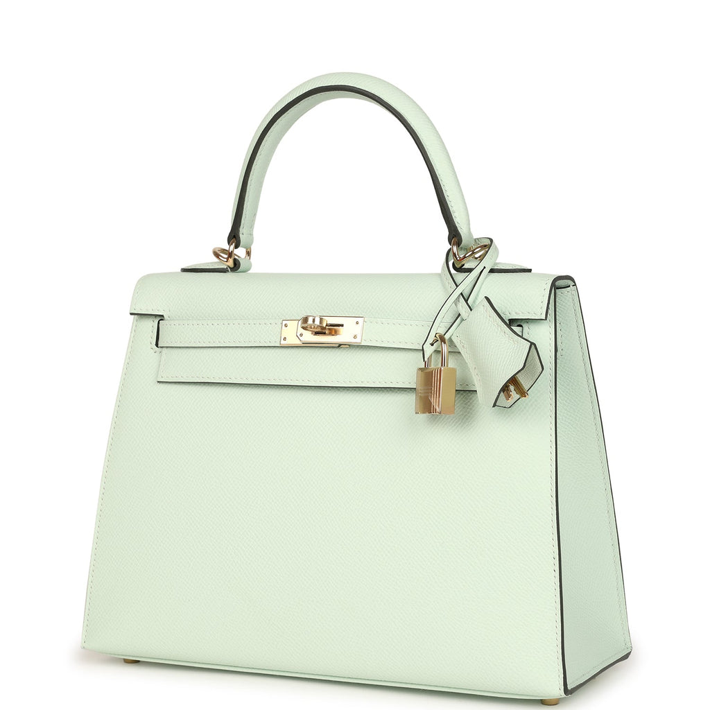 Hermes Kelly Sellier 25 Vert Peppermint Epsom Permabrass Hardware