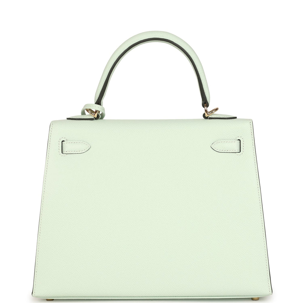 Hermes Kelly Sellier 25 Vert Peppermint Epsom Permabrass Hardware