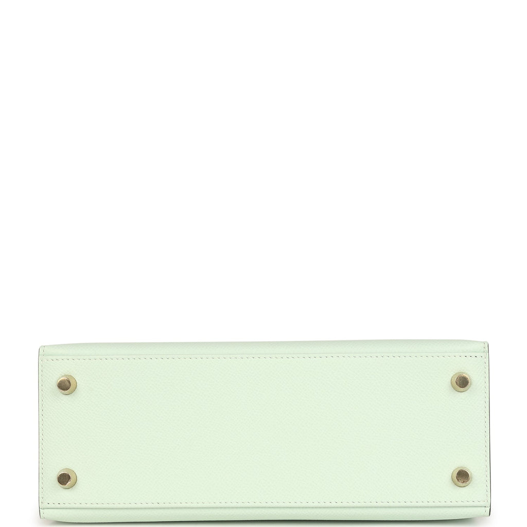 Hermes Kelly Sellier 25 Vert Peppermint Epsom Permabrass Hardware