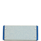 Hermes Kelly Sellier 28 Bleu France Swift and Ecru-Bleu Bill Toile H Canvas Palladium Hardware