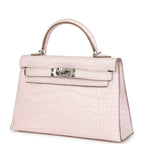 Hermes Kelly Sellier 20 Mauve Pale Boreal Satin Alligator Palladium Hardware