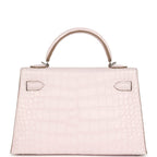 Hermes Kelly Sellier 20 Mauve Pale Boreal Satin Alligator Palladium Hardware