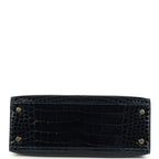 Hermes Kelly Sellier 25 Bleu Baltique Shiny Alligator Gold Hardware