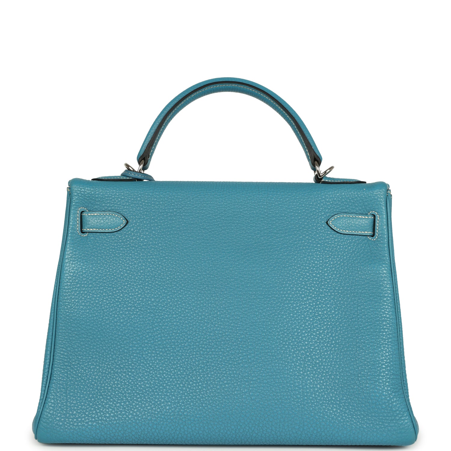 Vintage Hermes Kelly Retourne 32 Blue Jean Togo Palladium Hardware