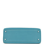 Vintage Hermes Kelly Retourne 32 Blue Jean Togo Palladium Hardware