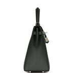 Hermes Kelly Sellier 25 Tri-Color Black, Vert Amande and Vert Mangrove Epsom Palladium Hardware