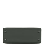 Hermes Kelly Sellier 25 Tri-Color Black, Vert Amande and Vert Mangrove Epsom Palladium Hardware