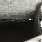 Hermes Kelly Sellier 25 Tri-Color Black, Vert Amande and Vert Mangrove Epsom Palladium Hardware