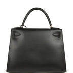 Vintage Hermes Kelly Sellier 28 Black Chamonix Gold Hardware