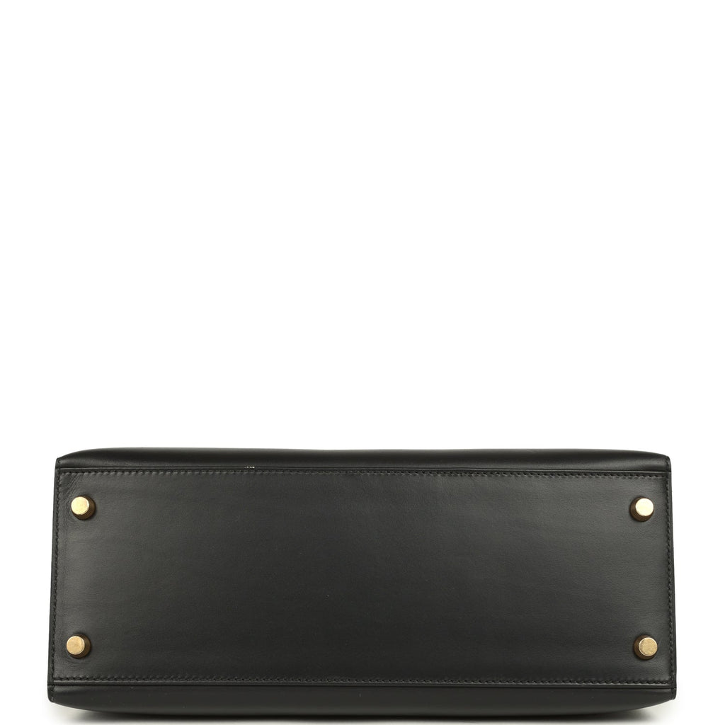 Vintage Hermes Kelly Sellier 28 Black Chamonix Gold Hardware