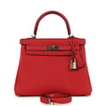 Hermes Kelly Retourne 25 Rouge Casaque Togo Palladium Hardware