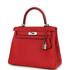 Hermes Kelly Retourne 25 Rouge Casaque Togo Palladium Hardware