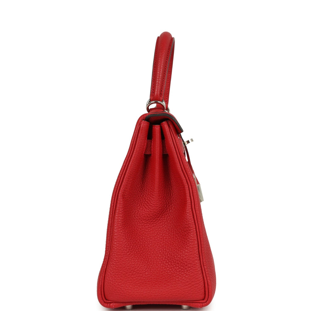 Hermes Kelly Retourne 25 Rouge Casaque Togo Palladium Hardware