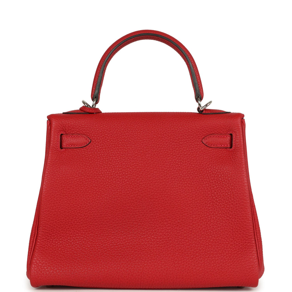 Hermes Kelly Retourne 25 Rouge Casaque Togo Palladium Hardware