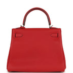 Hermes Kelly Retourne 25 Rouge Casaque Togo Palladium Hardware