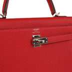 Hermes Kelly Retourne 25 Rouge Casaque Togo Palladium Hardware