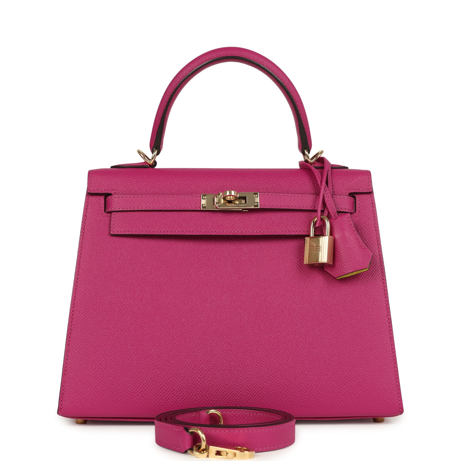 Hermes Special Order (HSS) Kelly Sellier 25 Rose Pourpre Verso Epsom Permabrass Hardware